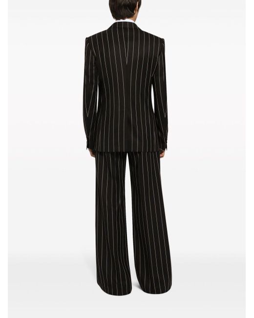 Dolce & Gabbana Black Pinstripe-pattern Wool Blazer for men