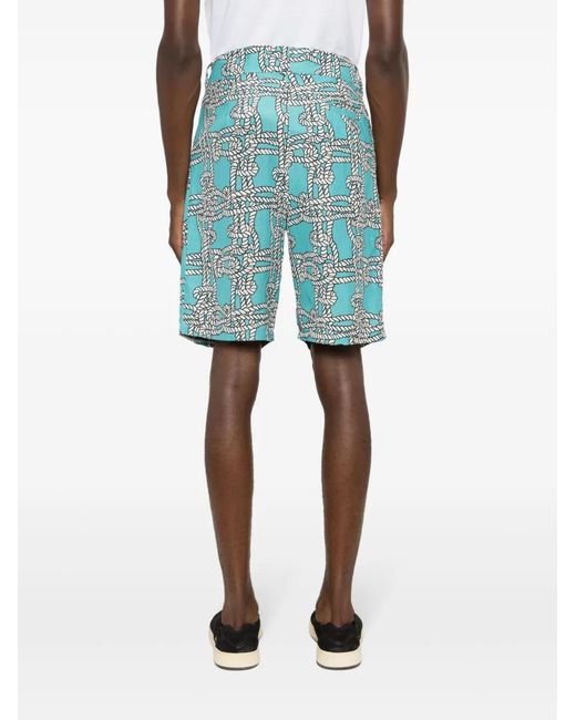 Amir Slama Blue Rope-Print Shorts for men