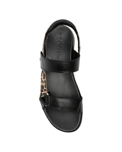 Tamaris White Leopard-Print Strap Sandals