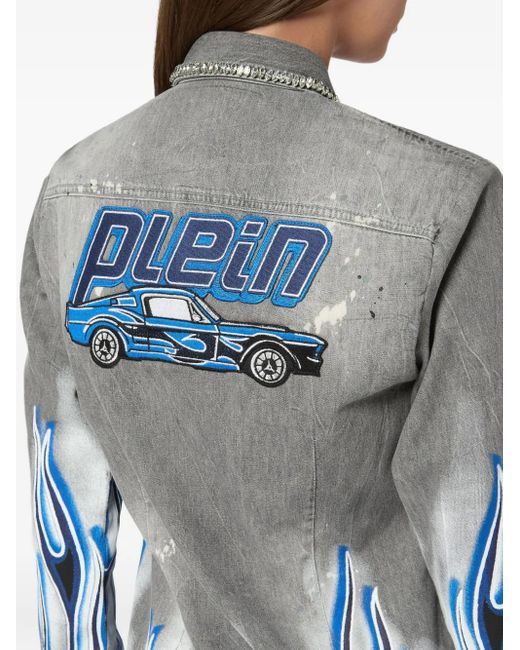 Philipp Plein グラフィック デニムシャツ Gray