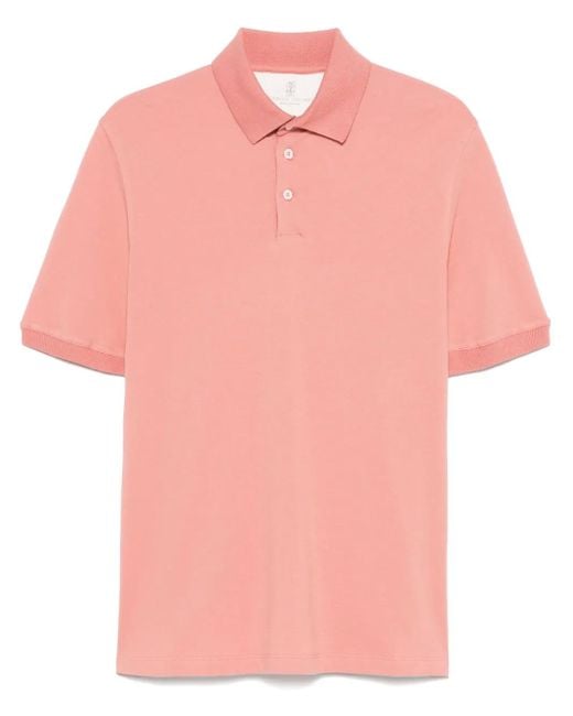 Brunello Cucinelli Flamingo Cotton Polo in Pink für Herren