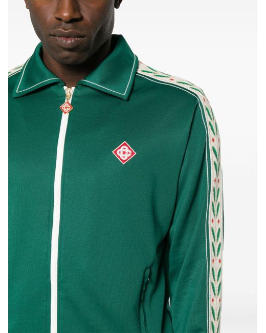 Casablancabrand Green Logo-appliqué Zip-up Sweatshirt for men