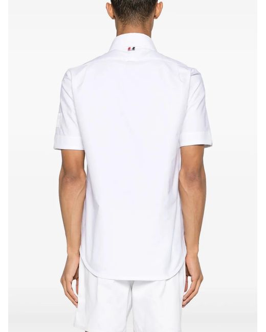 Thom Browne White Logo-Patch Cotton Shirt for men