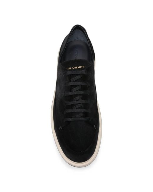 Officine Creative Black Suede Panelled Sneakers for men