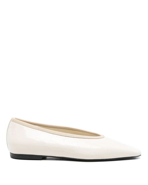 Totême  Natural Croc-Effect Patent Leather Ballet Flats