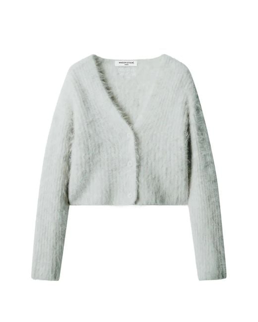 Maison Kitsuné Natural Brushed-Knit Cropped Cardigan
