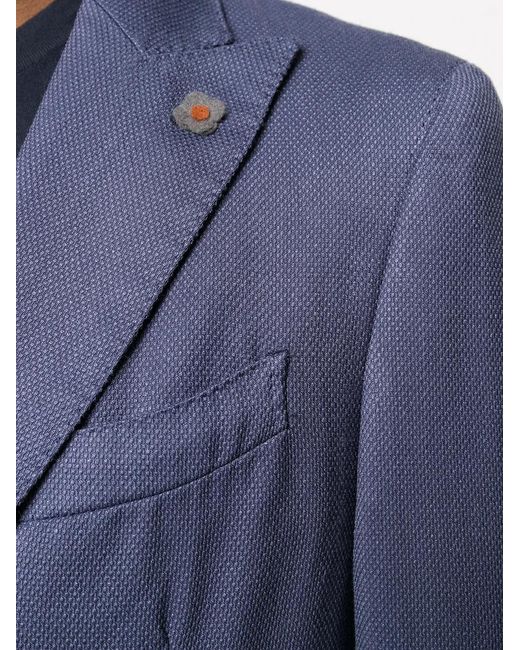 Lardini Blue Fine Knit Buttoned Blazer for men