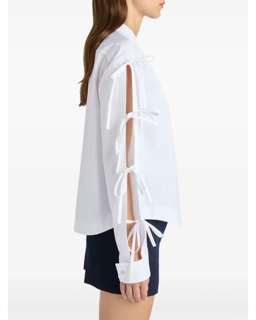 Ports 1961 White No.10 Exquisite Ribbon-Tie Shirt