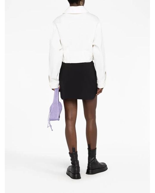 Balmain White Klassische Cropped-Jeansjacke
