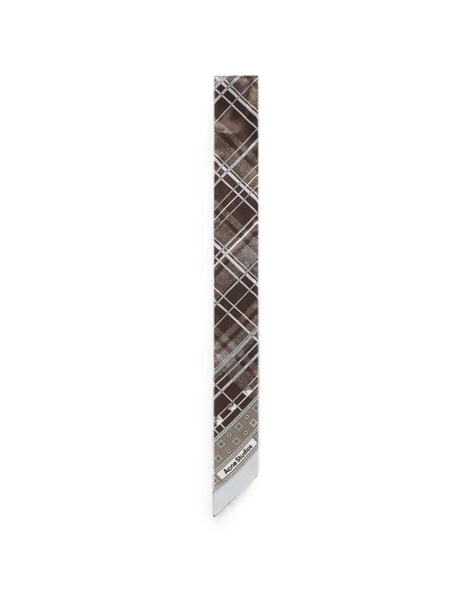 Acne White Check-Print Silk Scarf