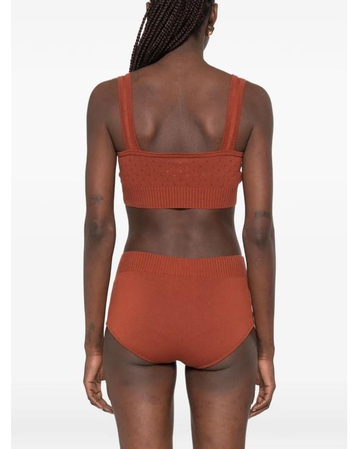 Plan C Brown V-Neck Knitted Top