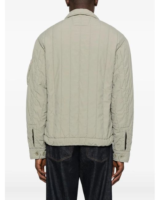 C P Company Gray Quilted Flap-Pocket Jacket for men