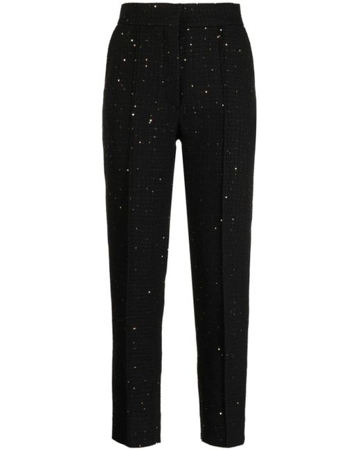 Pantalones capri con lentejuelas Elie Saab de color Black