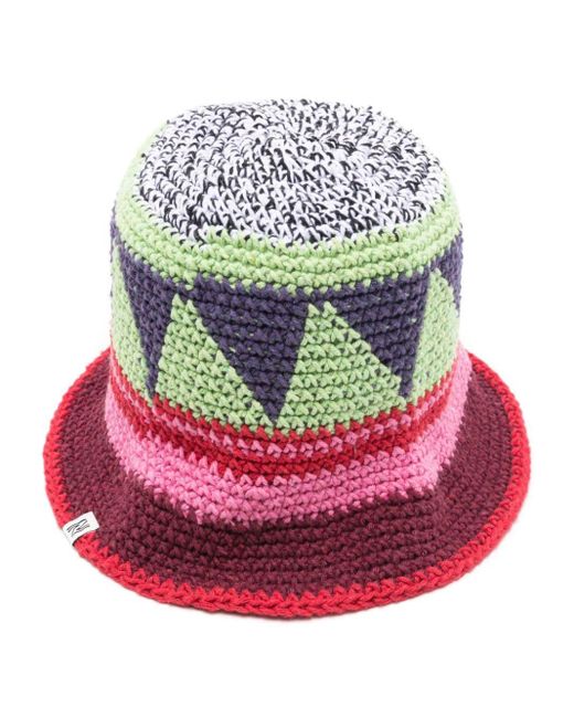 Nannacay Pink Crochet-knit Cotton Bucket Hat