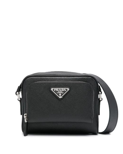 メンズ Prada ロゴ メッセンジャーバッグ Black
