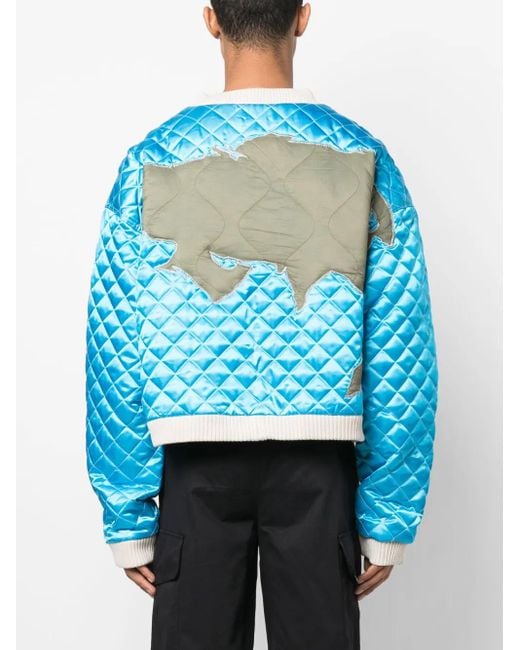 Who Decides War Blue Global Grid Bomber Jacket for men