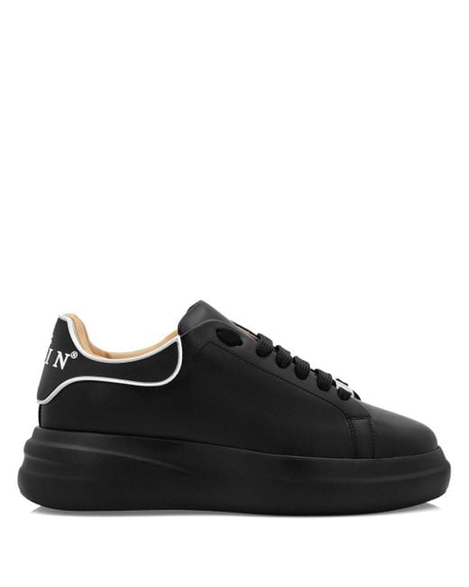 Philipp Plein Black Lace-up Leather Sneakers