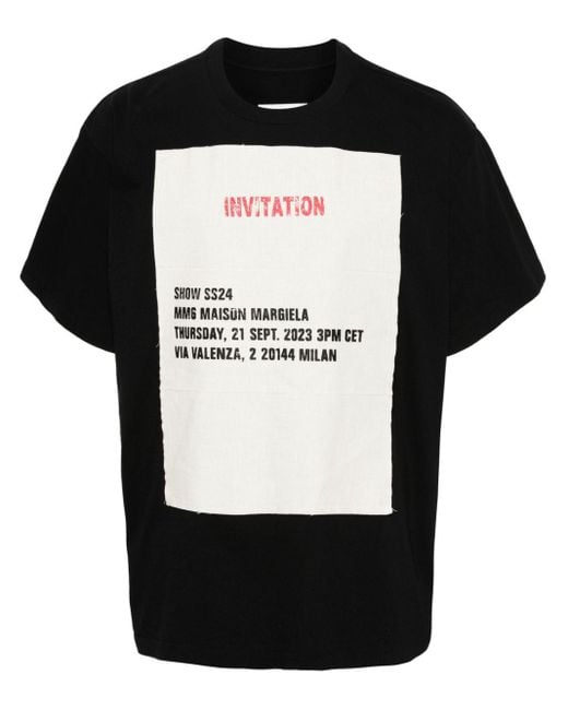 MM6 by Maison Martin Margiela Black Invitation Print T-Shirt With for men