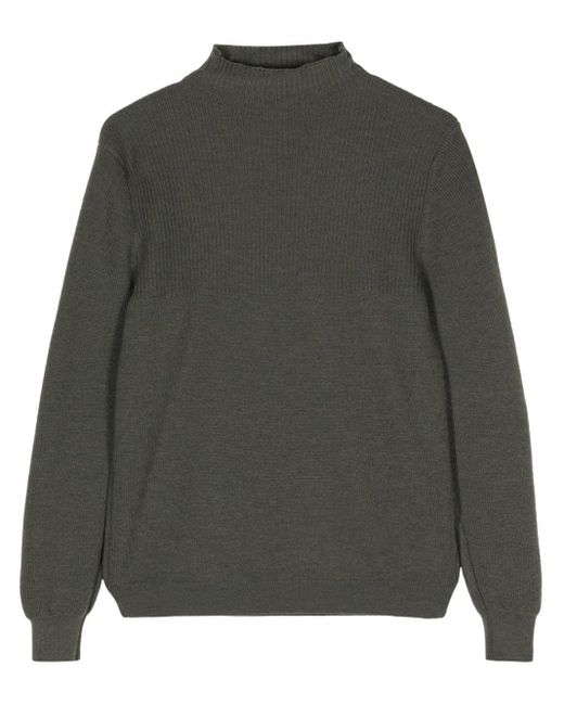 Cruciani Gray Ribbed Wool Jumper for men