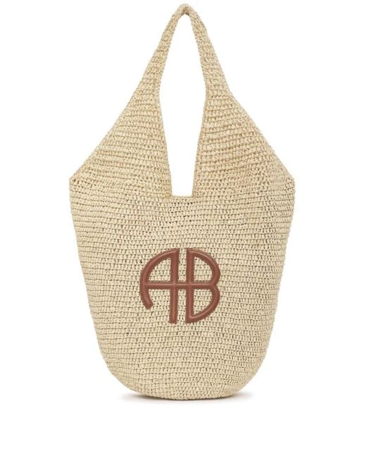 Anine Bing Natural Large Leah Hobo Raffia Effect Bag
