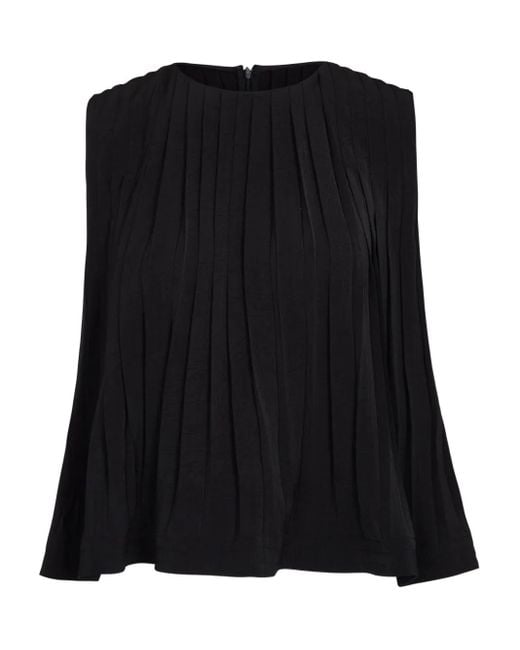 Vince Black Pleated Round-Neck Top