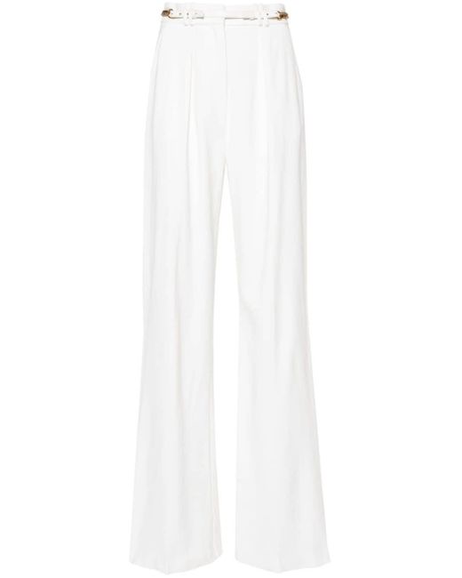 Pantalones rectos de tejido de gabardina Elisabetta Franchi de color White
