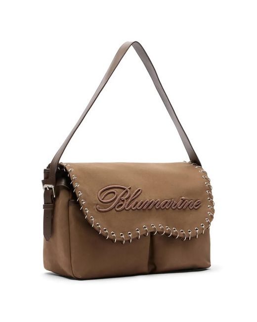 Blumarine Brown Embroidery Embellishment Shoulder Bag
