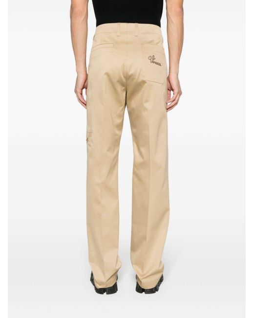 Versace Natural Mid-rise Straight-leg Chinos for men