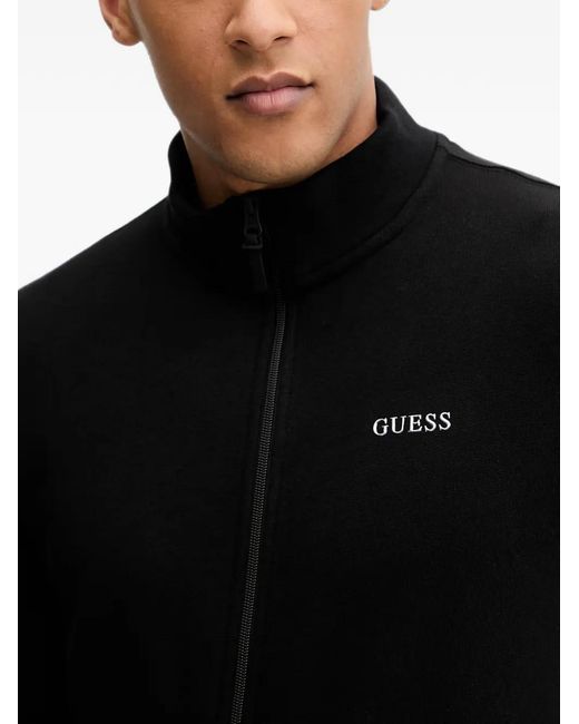 Guess Black Pull Zippé À Logo Imprimé for men