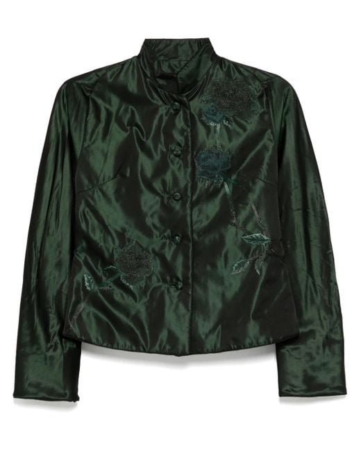 Shiatzy Chen Green Libre Collection Mandarin Collar Cotton Jacket