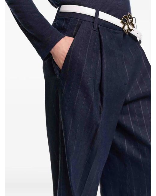 Dorothee Schumacher Blue Pinstriped Wide-Leg Trousers