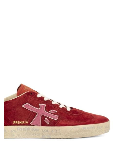Premiata Red Logo-Detail Sneakers