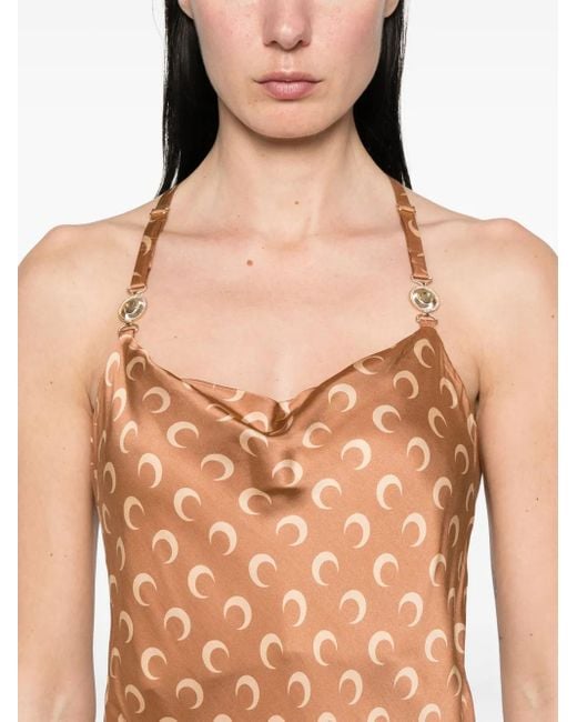 Vestido largo Moon de satén MARINE SERRE de color Brown