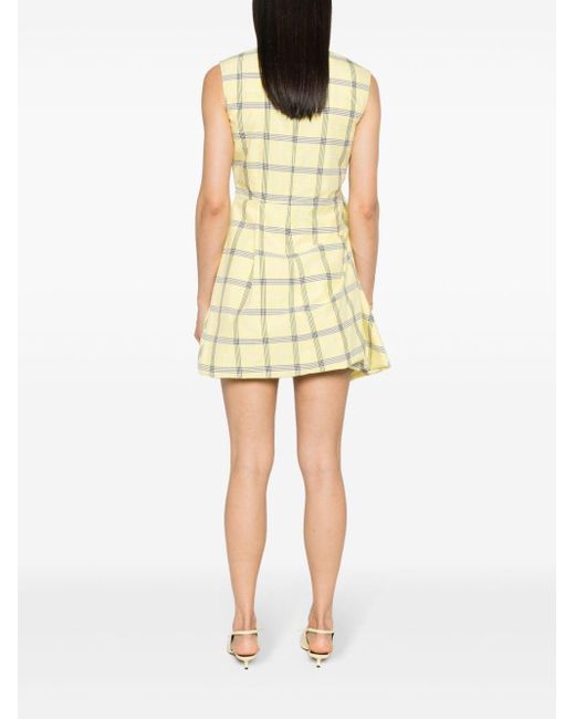 MSGM Check-pattern Sleeveless Dress Yellow