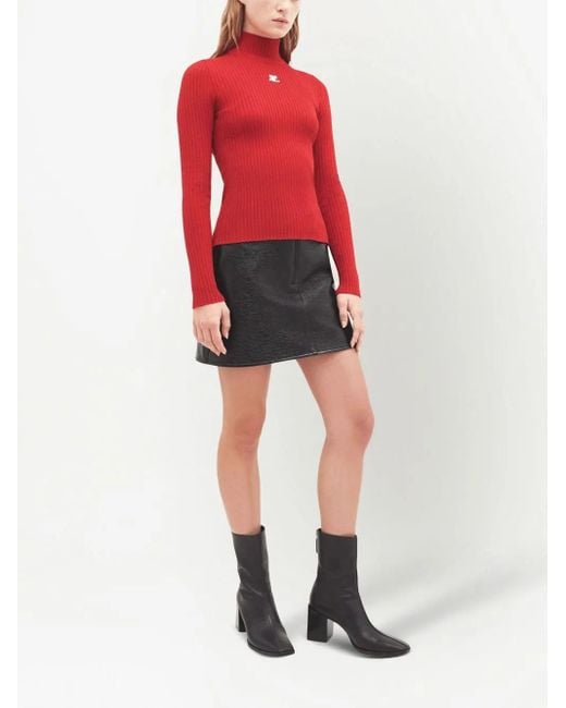 Courreges Logo-Embroidered Ribbed Sweater