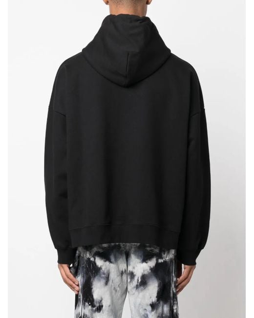 Gcds Black Lounge Logo Cotton Hoodie for men