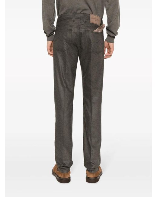 Jacob Cohen Gray Bard Slim-Cut Flannel Trousers for men