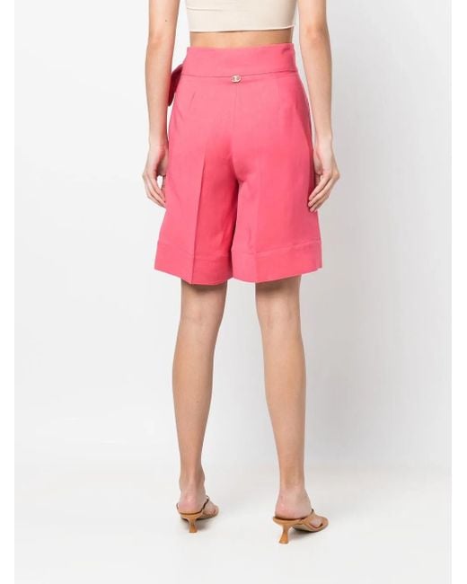 Twinset Pink Tie-Waist Straight-Leg Shorts