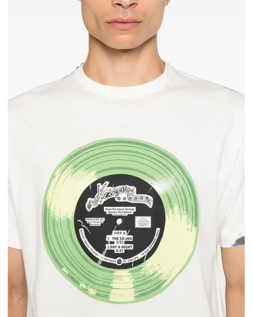 KENZO White Sounds T-Shirt With Graphic Print for men