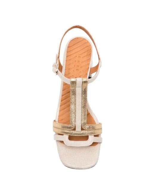 Chie Mihara Natural Liluce Lizard-Effect T-Bar Sandals