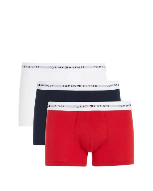 Tommy Hilfiger Red Logo-Waistband Boxers (Pack Of Three) for men