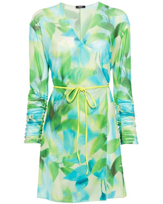 Liu Jo Green Botanical-print Wrap Dress