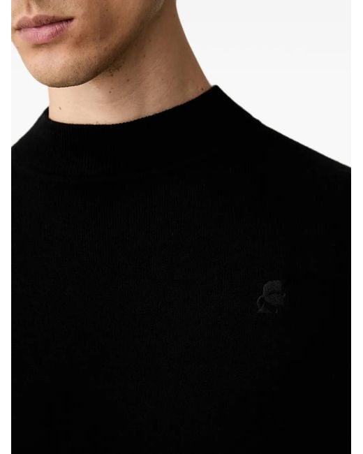 Karl Lagerfeld Black Logo-Embroidered Mock-Neck Sweater for men