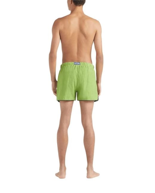 Vilebrequin Green Maurice Drawstring Linen Swim Shorts for men