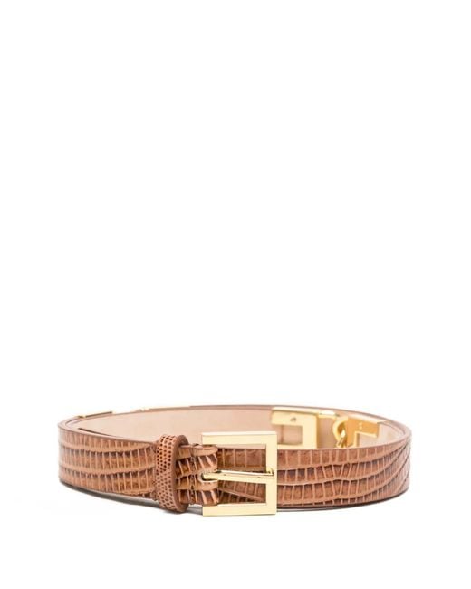 Elisabetta Franchi White Crocodile-Effect Leather Belt