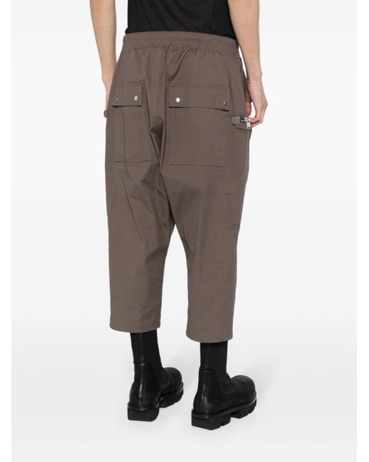 Rick Owens Brown Drawstring-waist Cropped Cotton Trousers for men