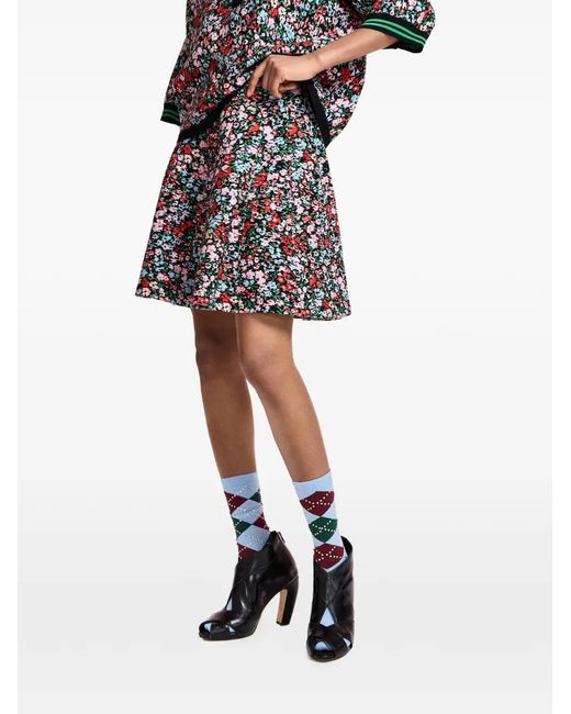 Essentiel Antwerp Floral-Jacquard Flared Mini Skirt