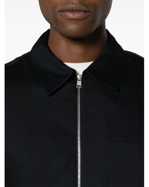 Sandro Black Straight-point Collar Zipped Shirt for men