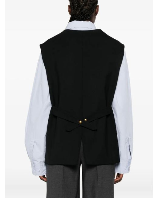 P.A.R.O.S.H. Black Button-Fastening Gilet