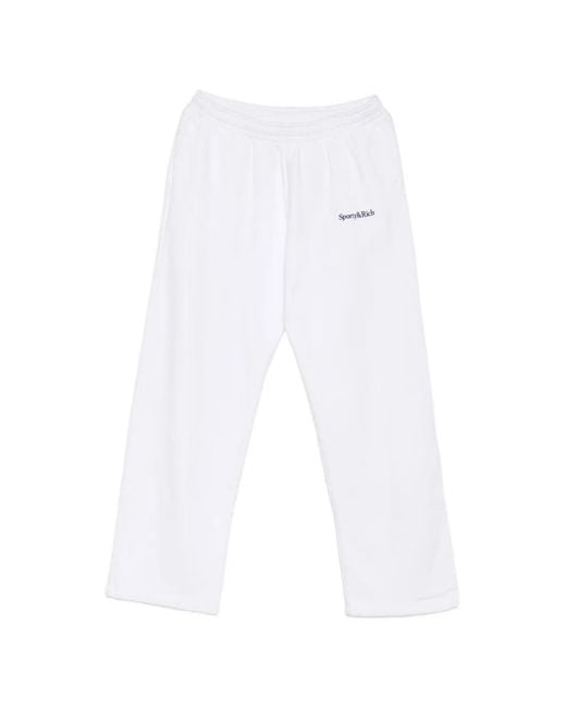 Sporty & Rich White Logo-Embroidered Track Pants
